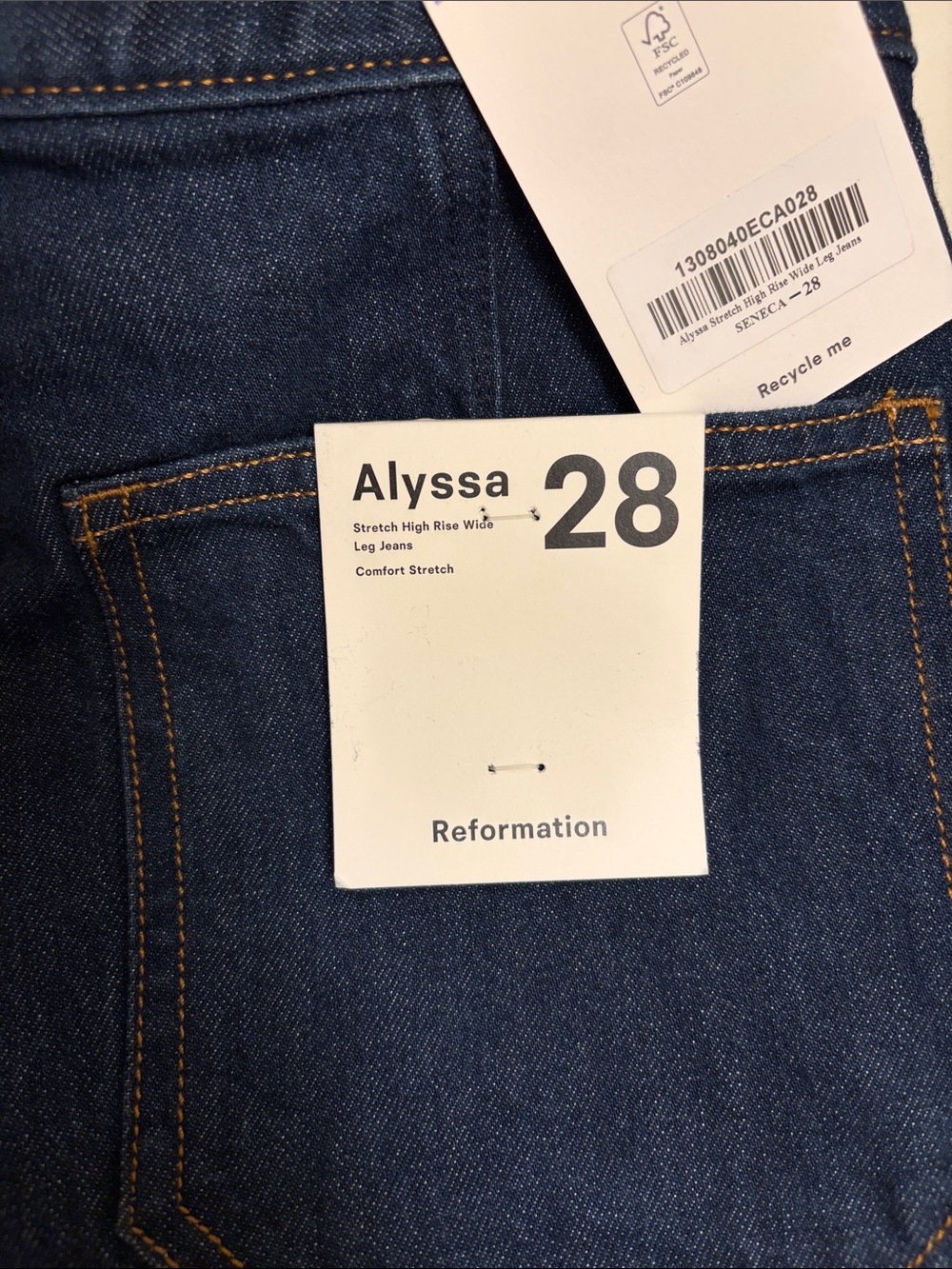 Reformation Alyssa Stretch High Rise Wide Leg Jeans Blue - Size 28